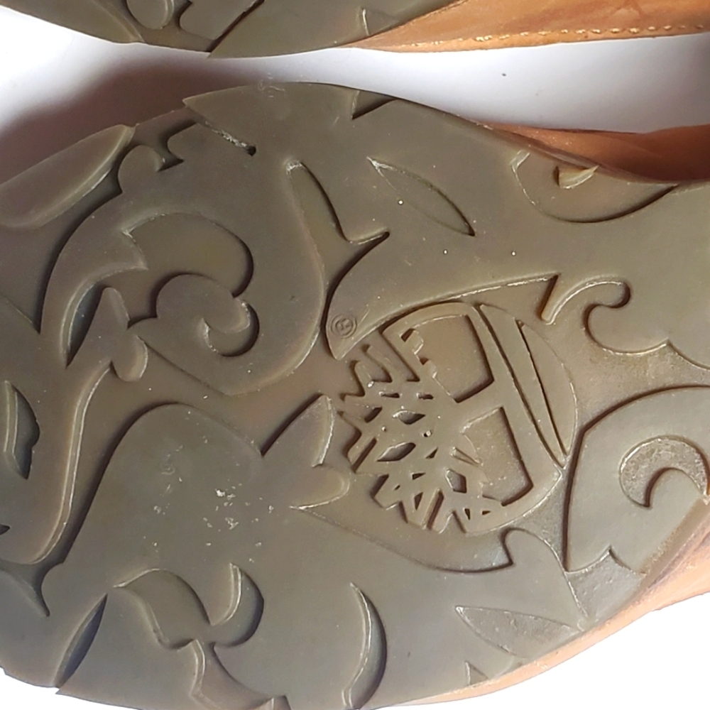 TIMBERLAND Tan Open-toe Stacked Wedge Heels Rubber Sole Leather Upper 7M - NWT - Picture 13 of 16
